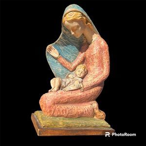 Vintage Virgin Mary Baby Jesus Resin Figurine Italy Nativity Patina ArtigianArt